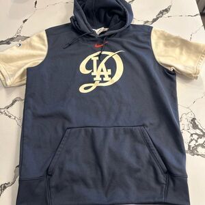 Nike Navy and Cream Men's Jersey Hoodie